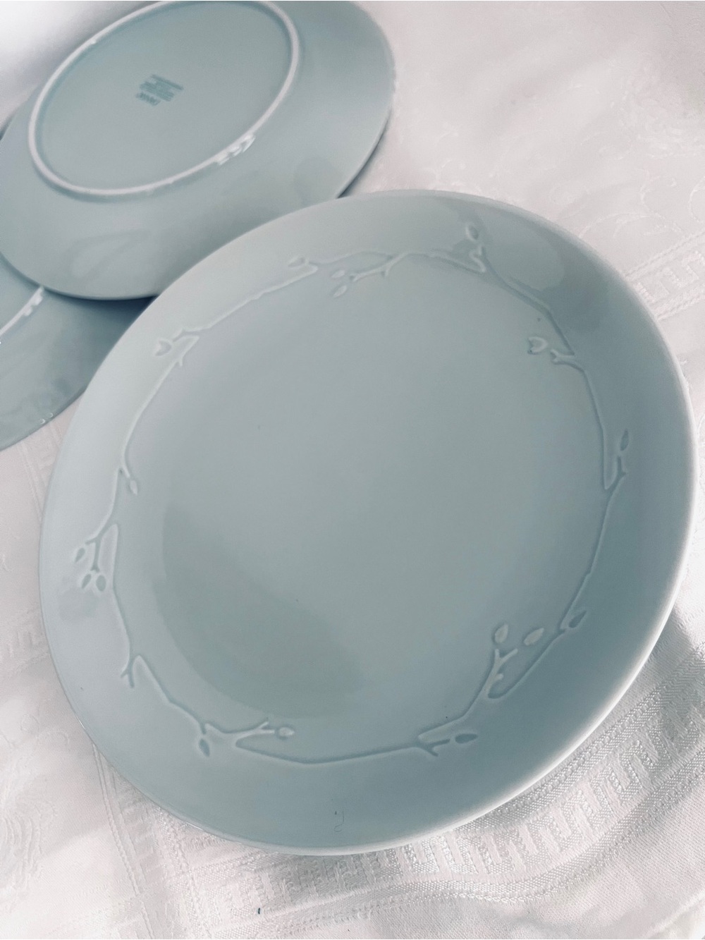 Dansk Wild Willow Celadon Green Dinner Plates set of 5 RARE